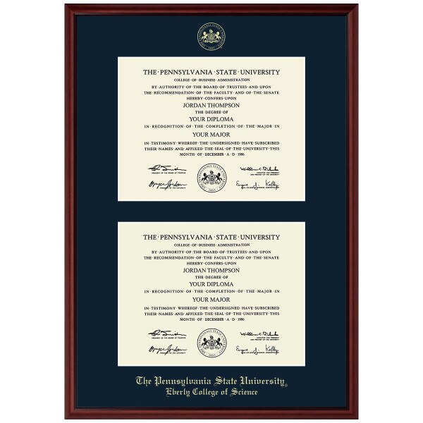 #101 Eberly College of Science double diploma frame Camby (Mahogany)